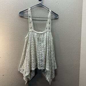 Anthropologie Staring At Stars Top Y2K SZ M Cream Floral Crochet Fairy Boho Lace
